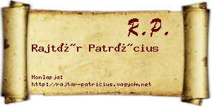 Rajtár Patrícius névjegykártya